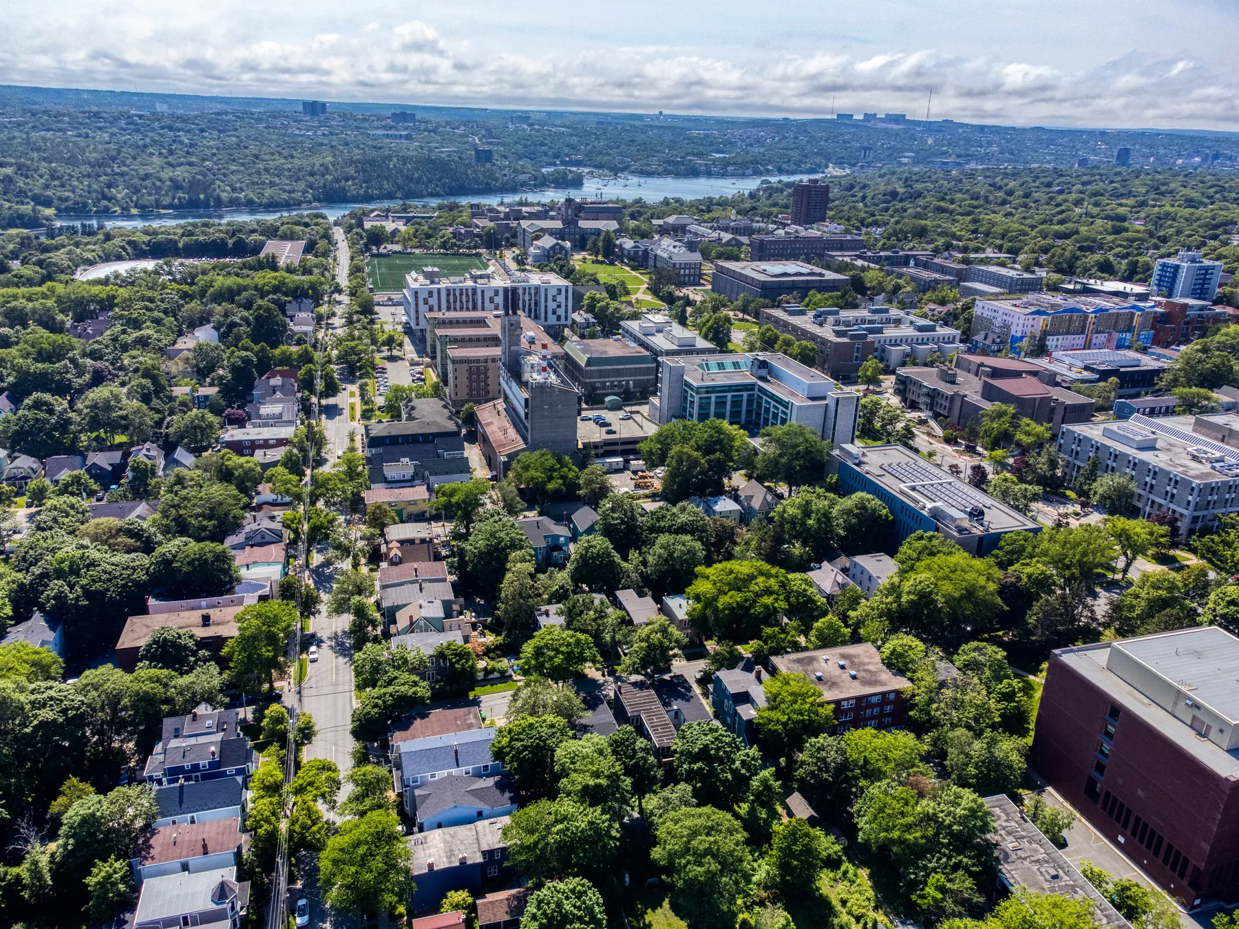 Aerial view across the Halifax university neighbourhood