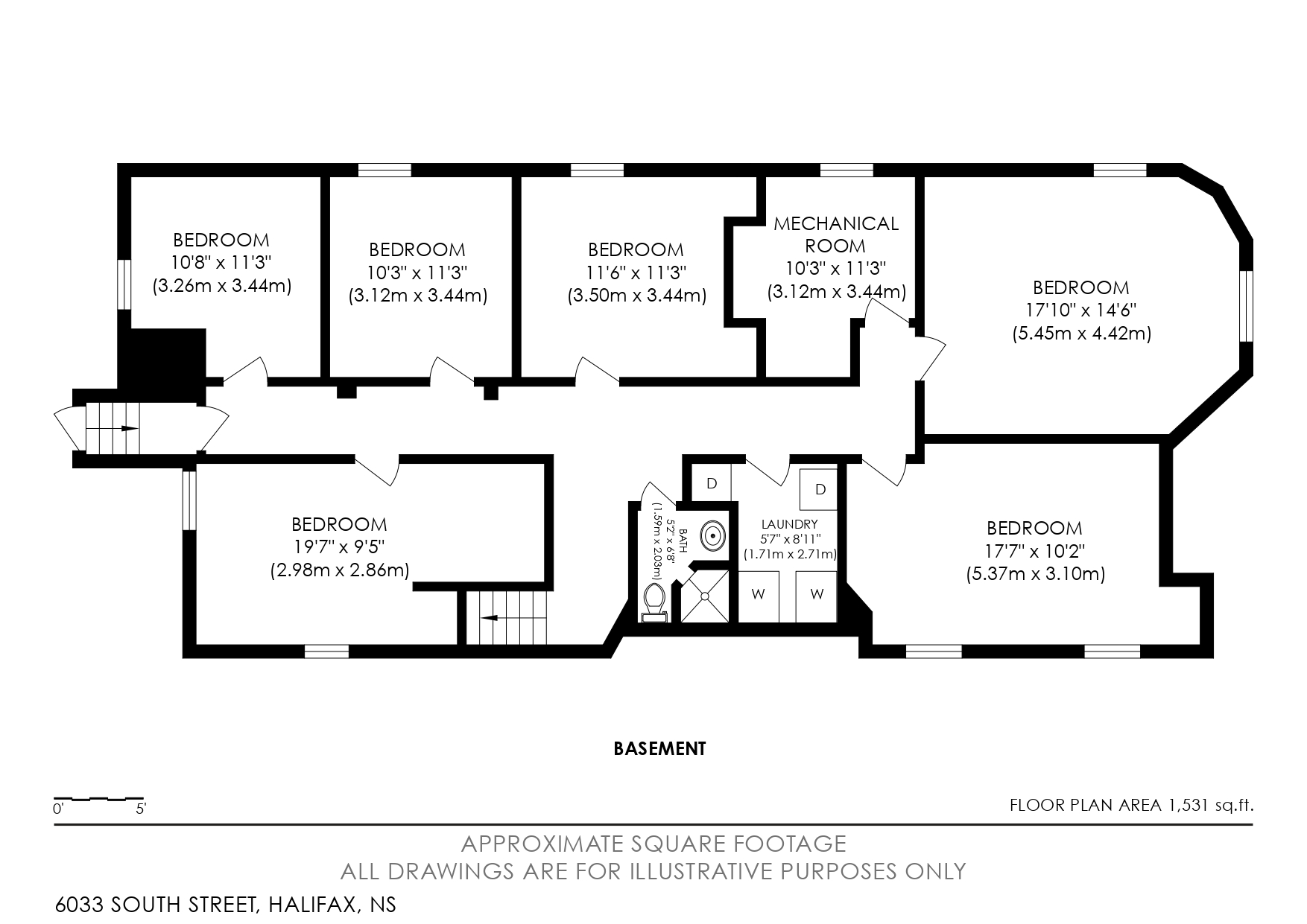 Illustrative basement floor plan